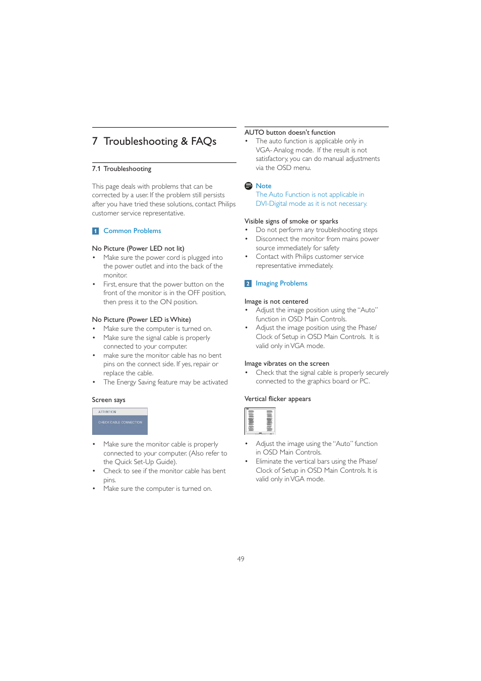 7 troubleshooting & faqs | Philips 201B2CB-00 User Manual | Page 51 / 57