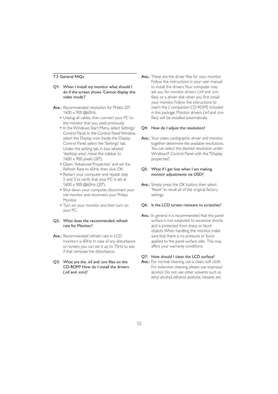 Philips 201B2CB-00 User Manual | Page 54 / 57