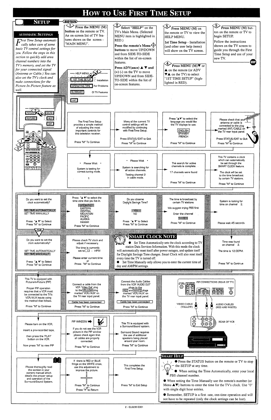 Smart clock note, Irst, Etup | Philips 7P6031C User Manual | Page 2 / 4