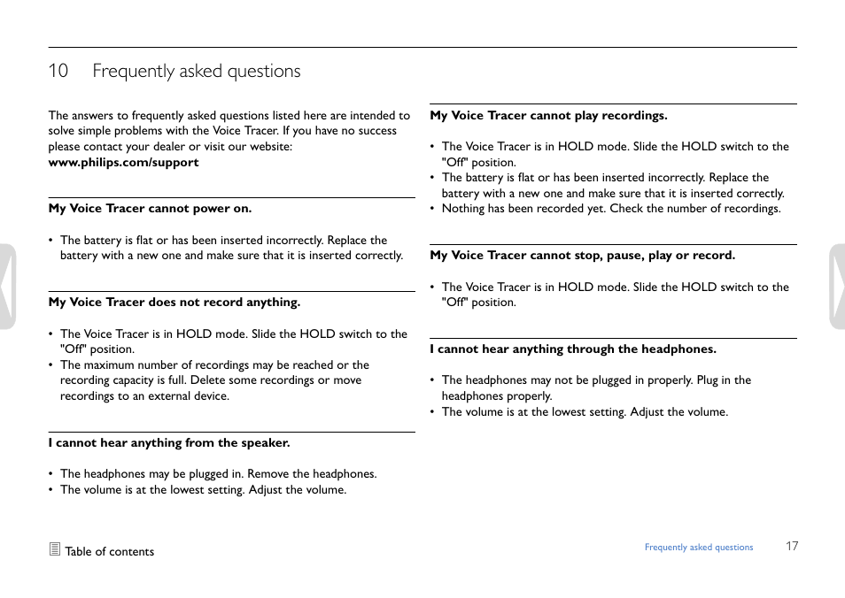 Frequently asked questions, 10 frequently asked questions | Philips LFH0617-27B User Manual | Page 17 / 20