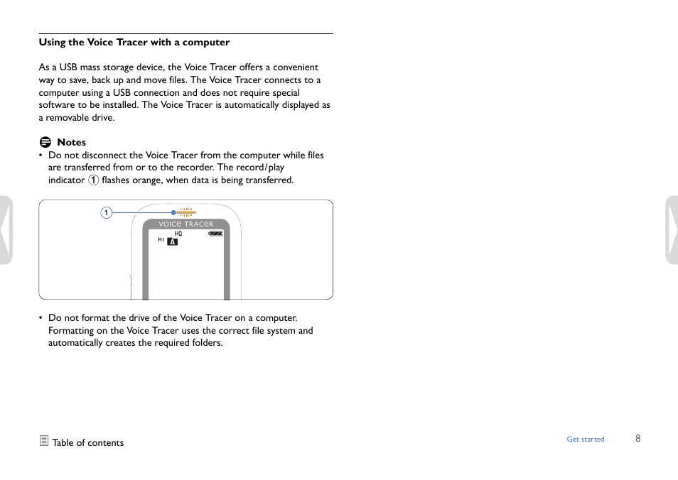 Using the voice tracer with a computer | Philips LFH0617-27B User Manual | Page 8 / 20