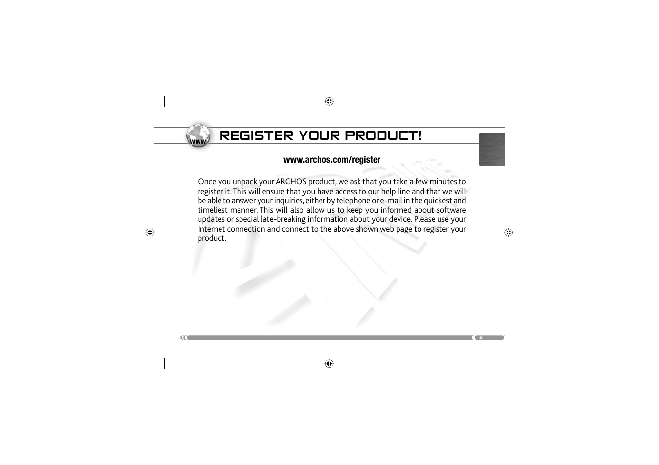 Register your product | ARCHOS 604 User Manual | Page 11 / 64