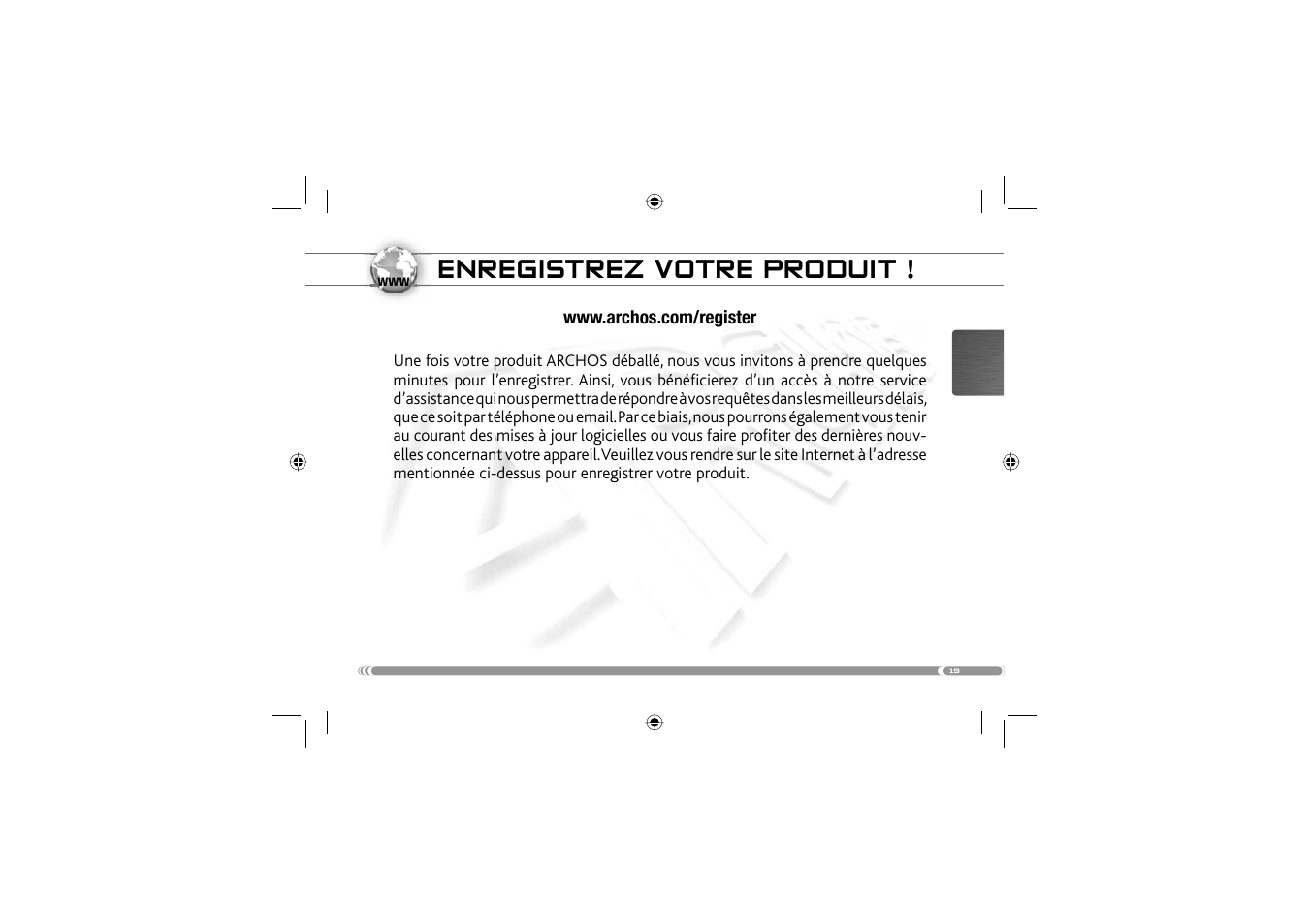 Enregistrez votre produit | ARCHOS 604 User Manual | Page 21 / 64