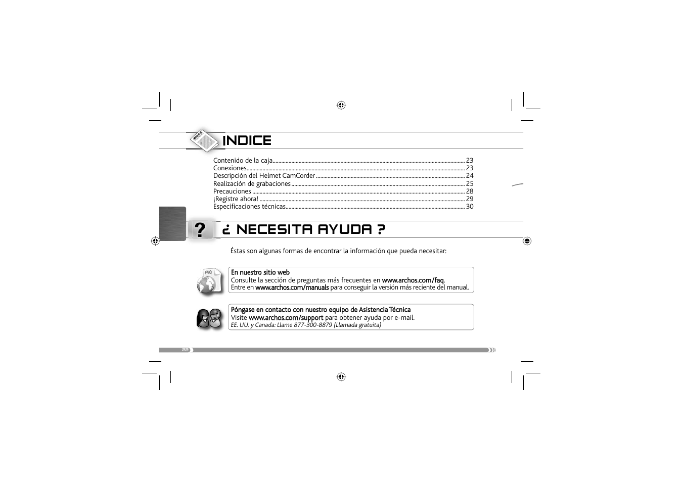 Indice, Necesita ayuda | ARCHOS 604 User Manual | Page 24 / 64
