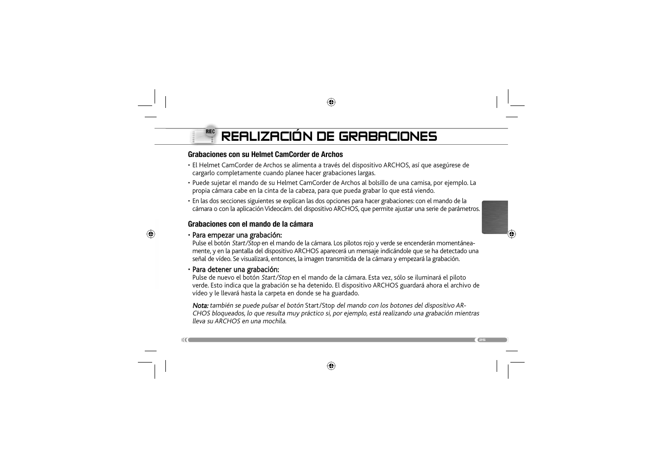 Realización de grabaciones | ARCHOS 604 User Manual | Page 27 / 64