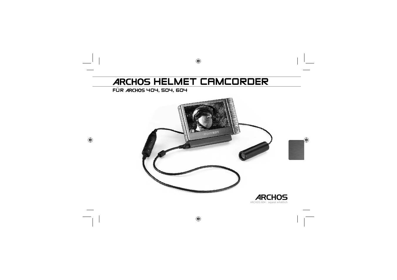 Deutsch, Helmet camcorder | ARCHOS 604 User Manual | Page 33 / 64