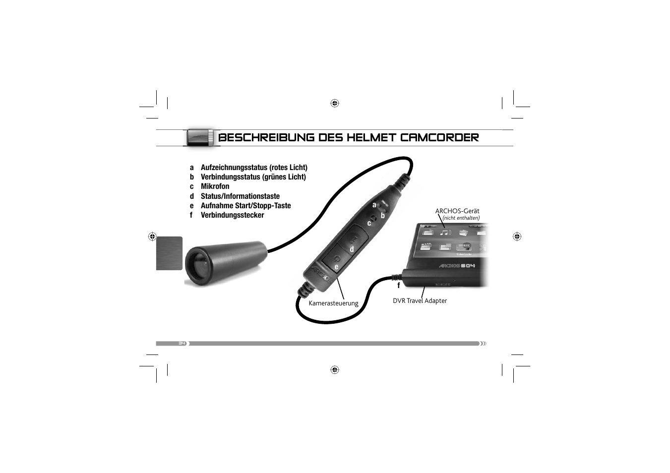 Beschreibung des helmet camcorder | ARCHOS 604 User Manual | Page 36 / 64