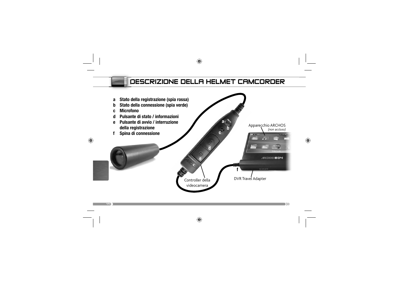 Descrizione della helmet camcorder | ARCHOS 604 User Manual | Page 46 / 64