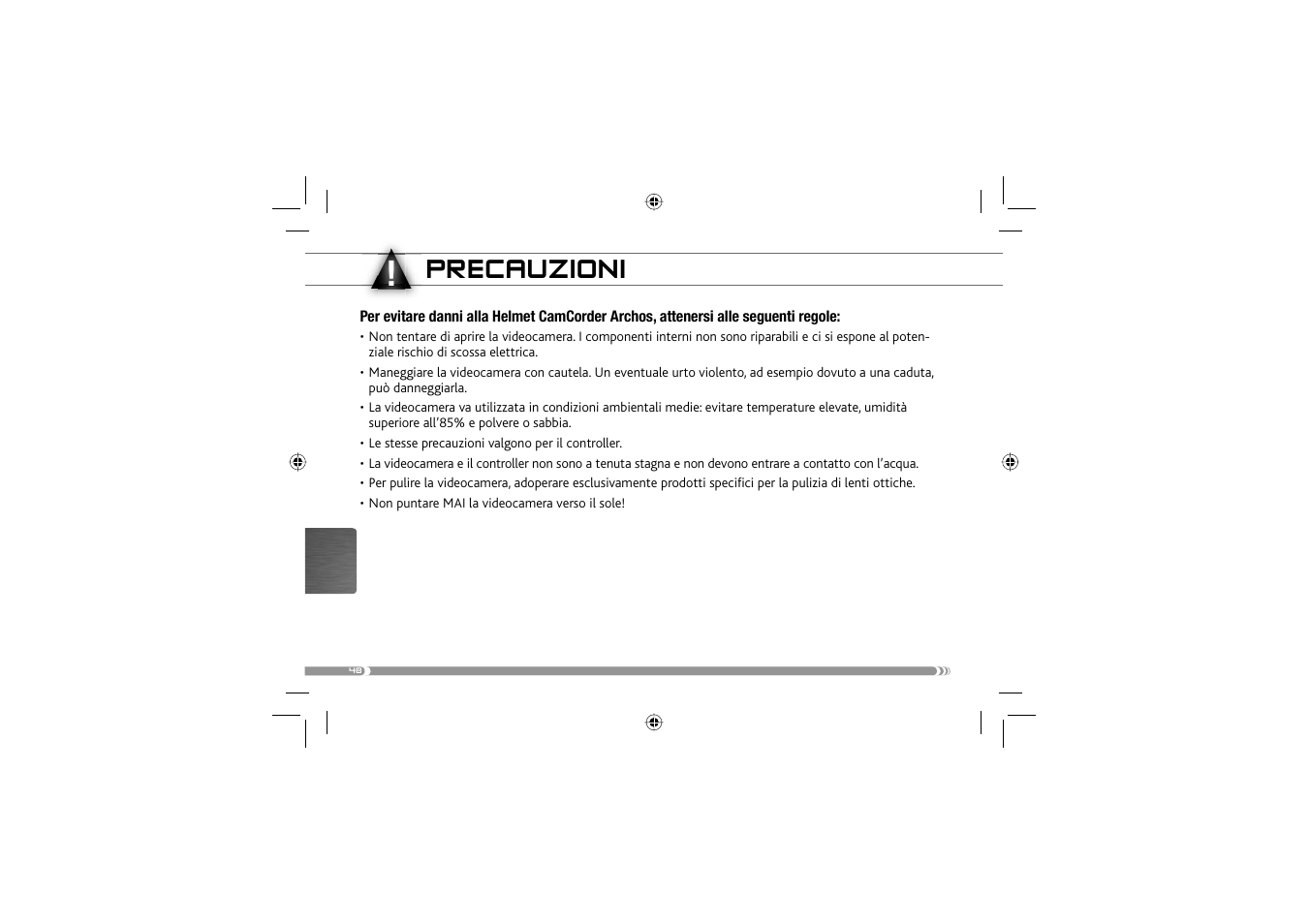 Precauzioni | ARCHOS 604 User Manual | Page 50 / 64