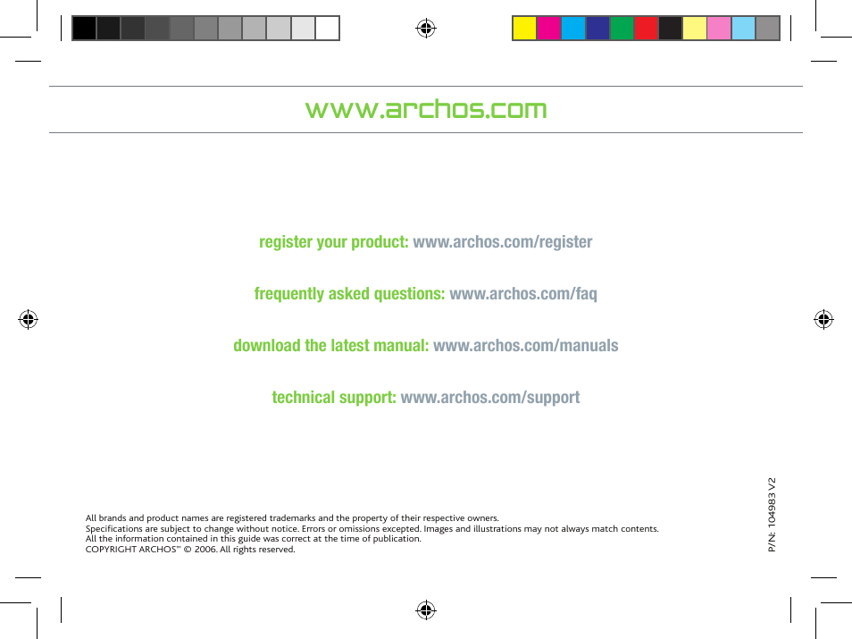 ARCHOS 604 User Manual | Page 64 / 64