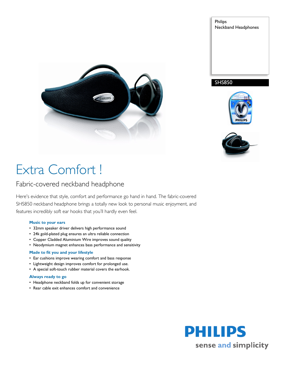 Philips SHS850-37 User Manual | 2 pages