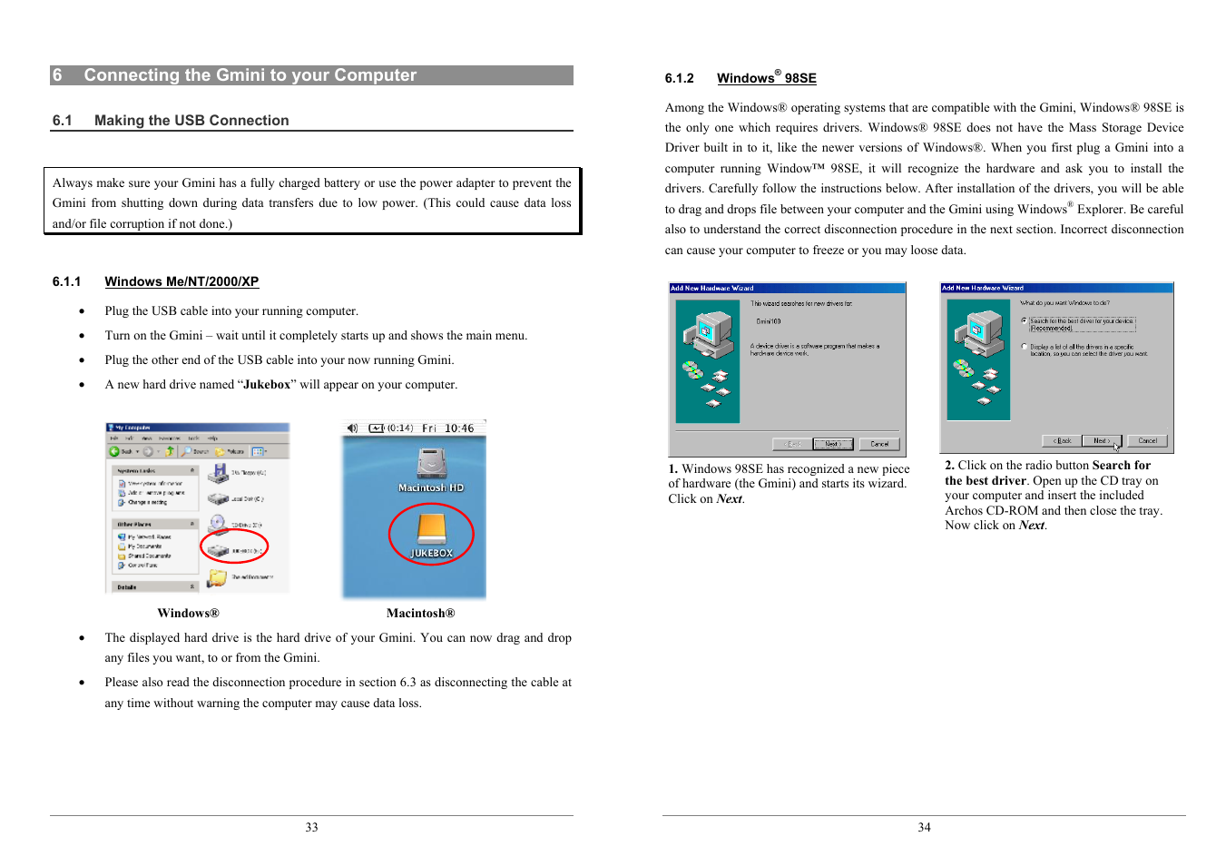 ARCHOS 100 series User Manual | Page 17 / 27