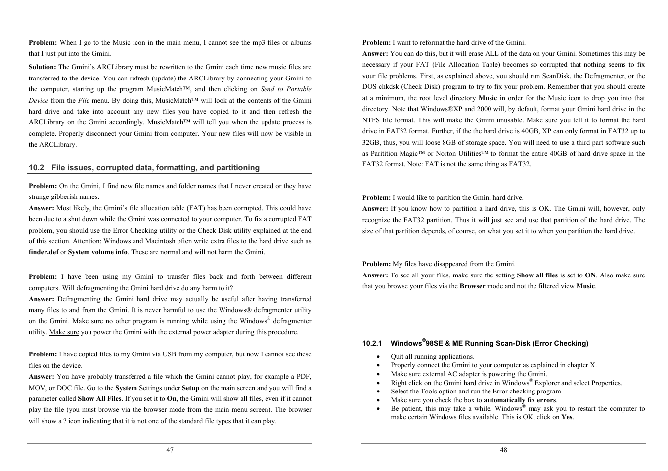 ARCHOS 100 series User Manual | Page 24 / 27