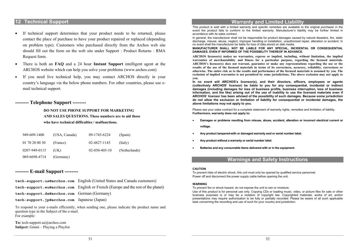 ARCHOS 100 series User Manual | Page 26 / 27