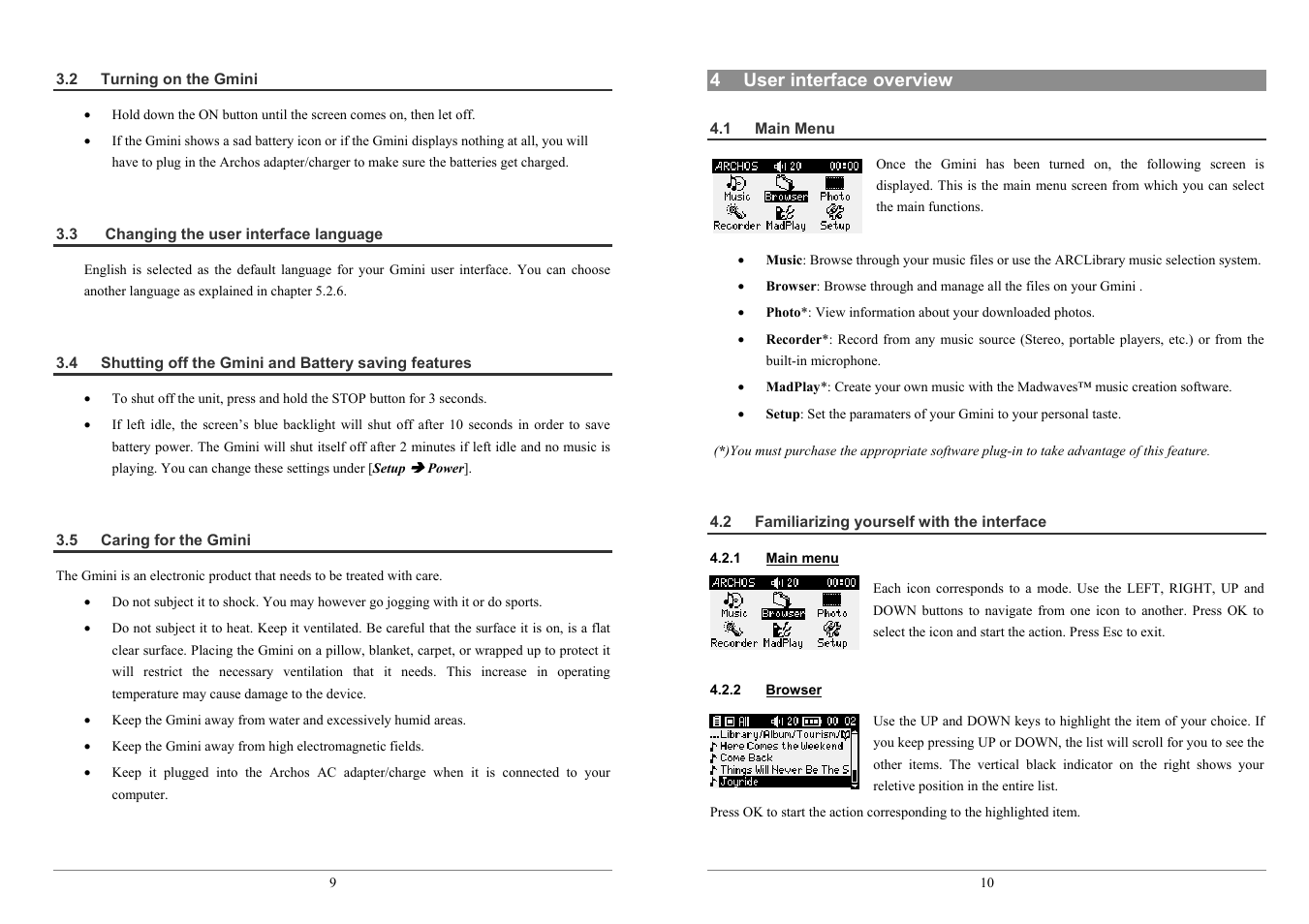 ARCHOS 100 series User Manual | Page 5 / 27