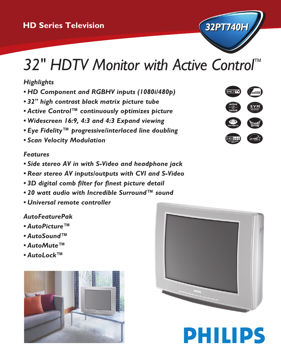 Philips 32PT740H99 User Manual | 2 pages