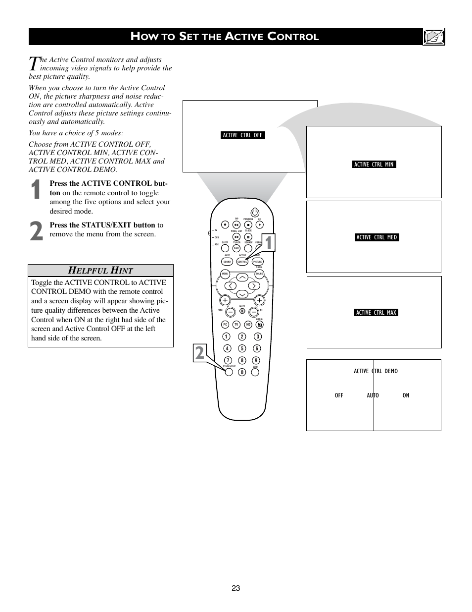 Ow to, Et the, Ctive | Ontrol, Elpful | Philips 17PF9945-37 User Manual | Page 23 / 64