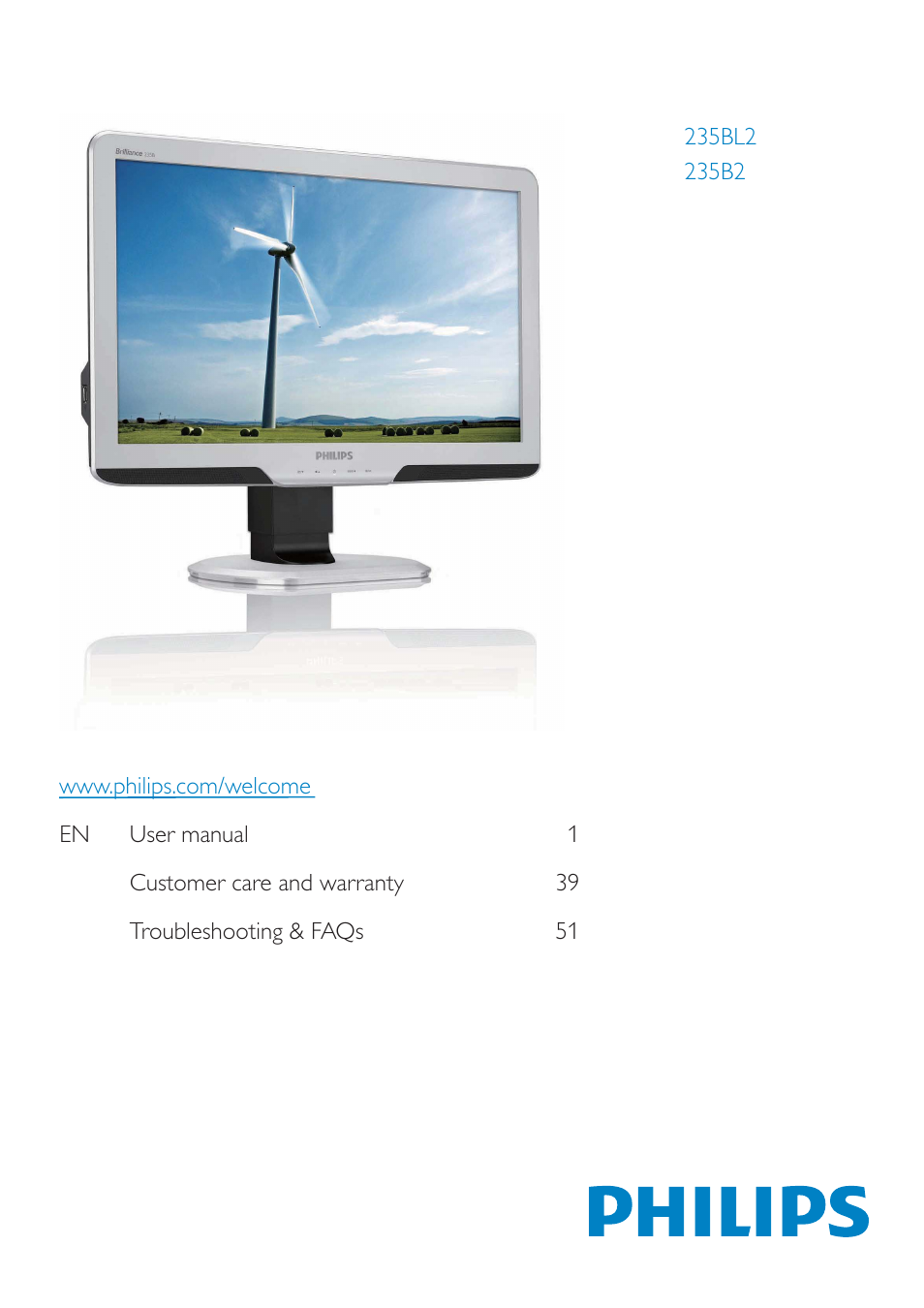 Philips Brilliance LCD monitor with PowerSensor 235B2CS B-line 23" 58.4 cm Full HD User Manual | 60 pages