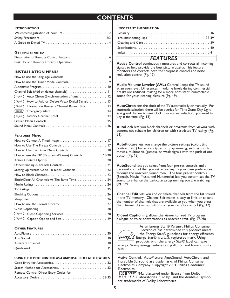 Philips 32PT9100D-37B User Manual | Page 5 / 43