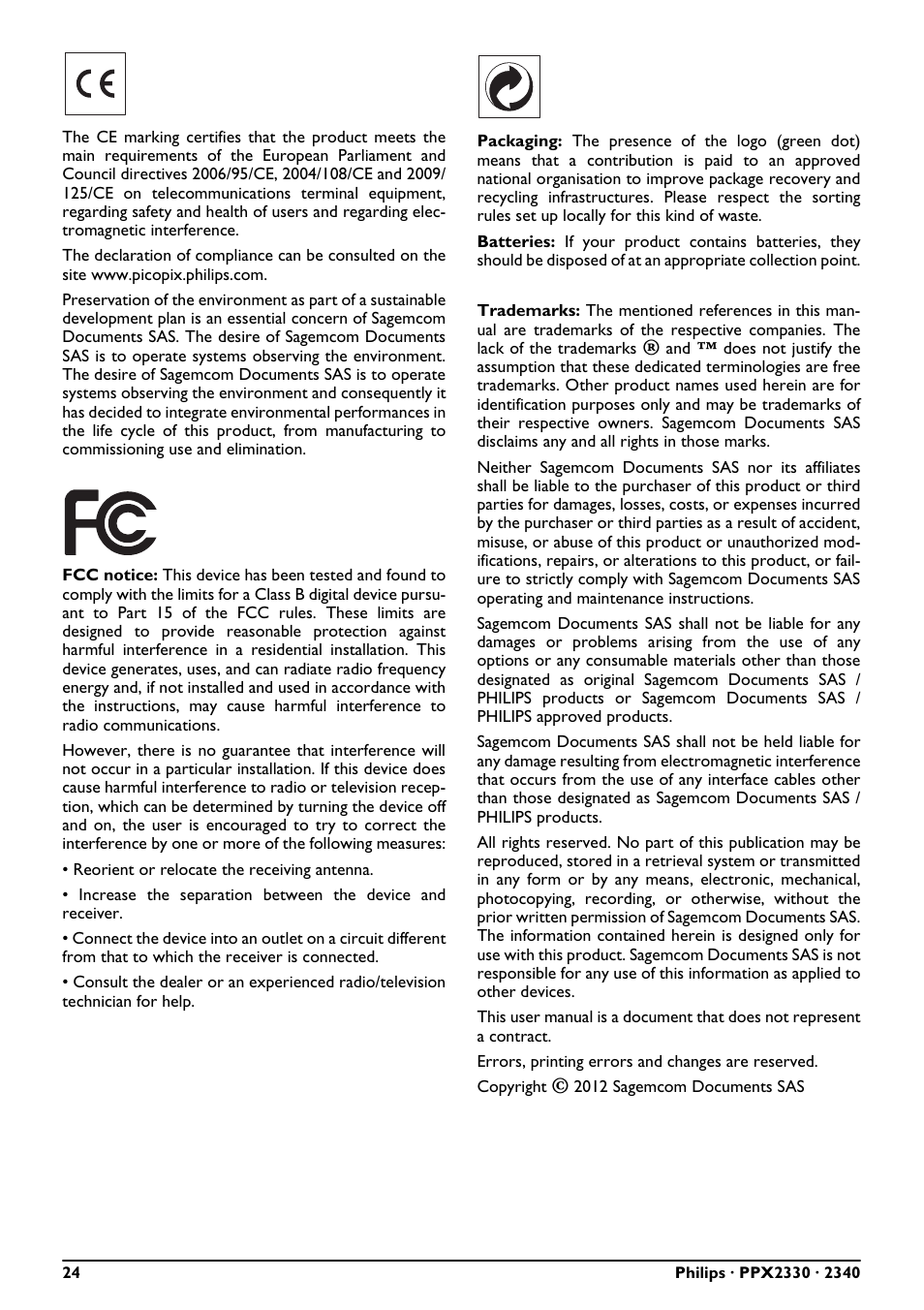 Philips PPX2340-F7 User Manual | Page 24 / 25