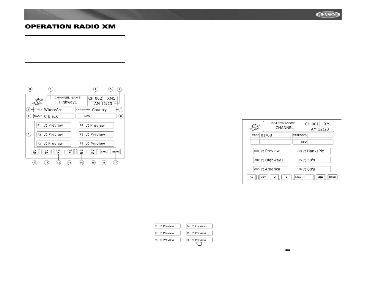 Vm9511ts operation radio xm | Jensen VM9511TS User Manual | Page 101 / 118