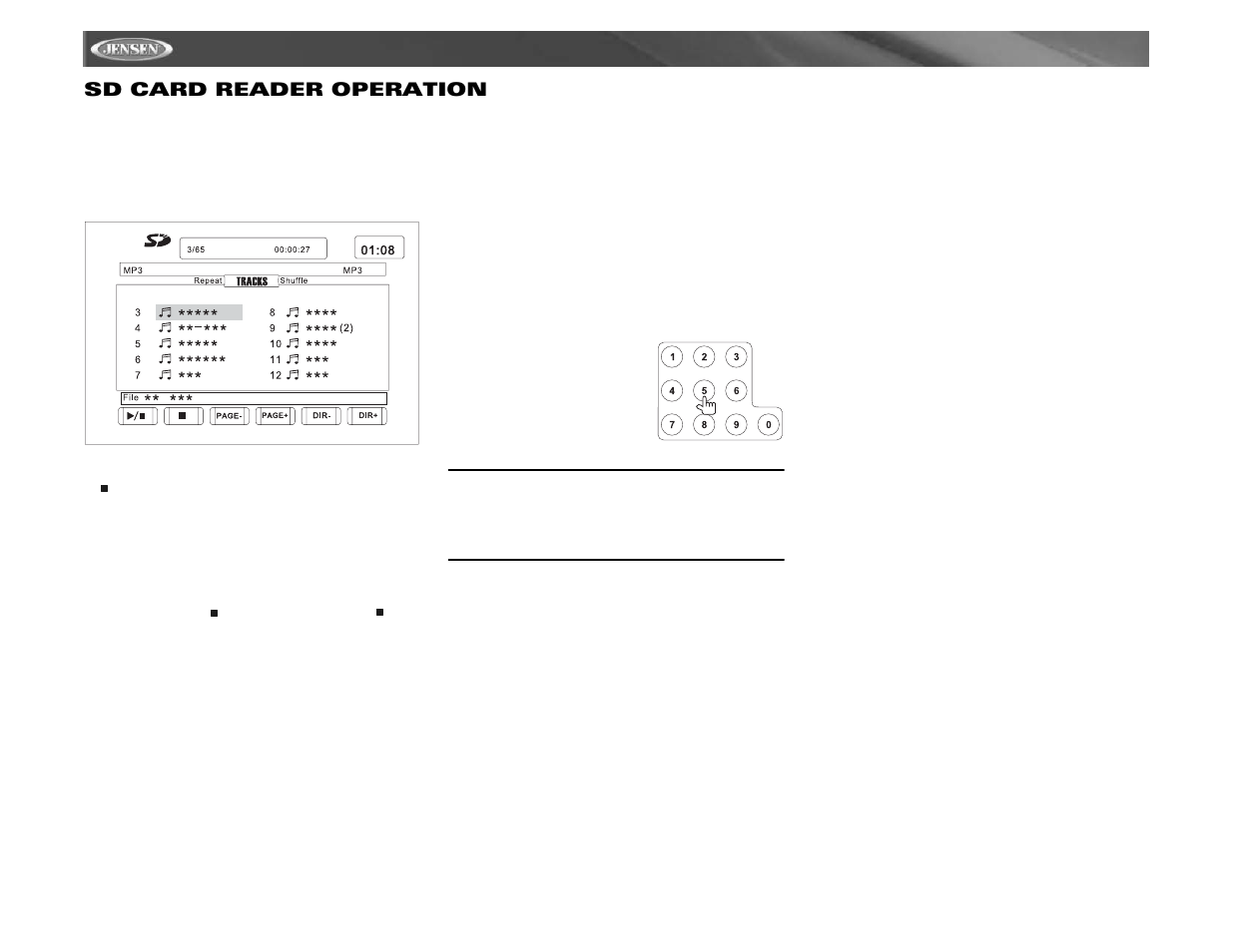 Vm9511ts sd card reader operation | Jensen VM9511TS User Manual | Page 34 / 118