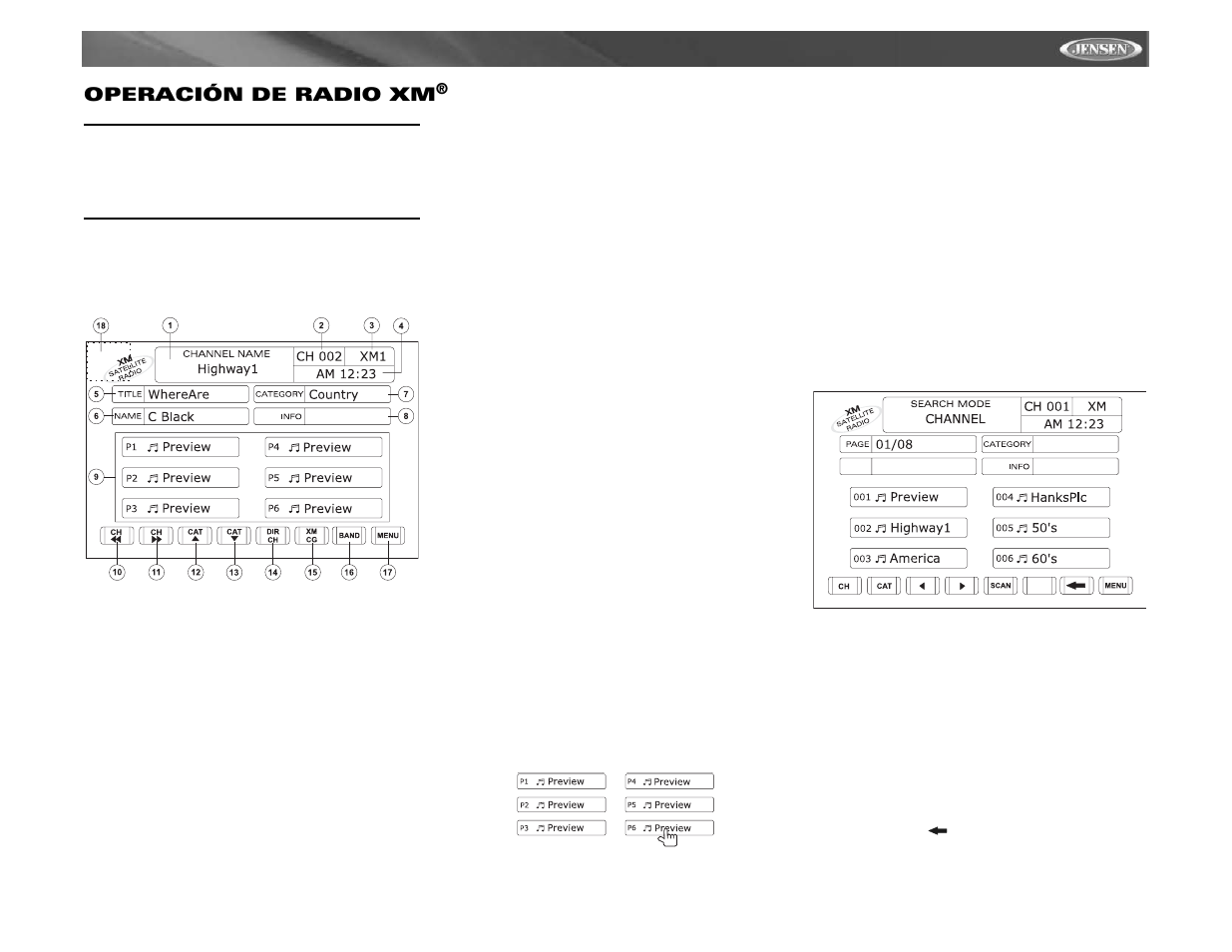 Vm9511ts operación de radio xm | Jensen VM9511TS User Manual | Page 63 / 118