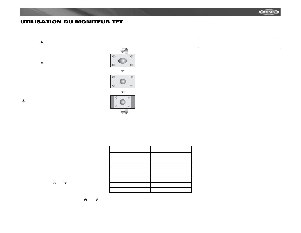 Vm9511ts utilisation du moniteur tft | Jensen VM9511TS User Manual | Page 93 / 118