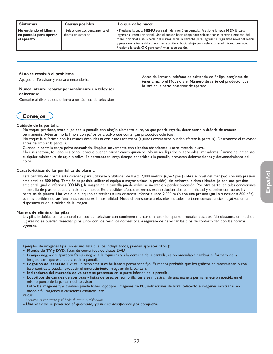 Español, Consejos | Philips 42PF5421D-37 User Manual | Page 111 / 123