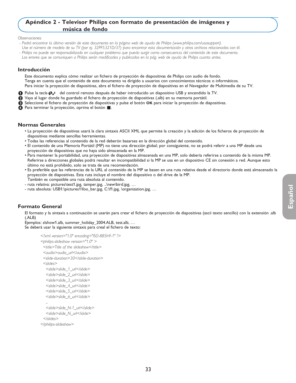 Español | Philips 42PF5421D-37 User Manual | Page 117 / 123
