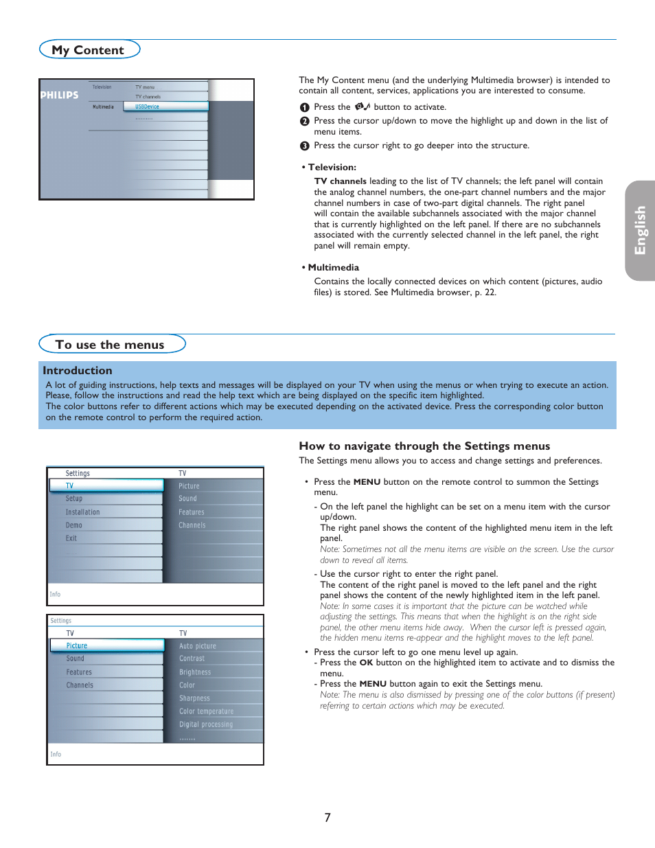 English française español, My content | Philips 42PF5421D-37 User Manual | Page 15 / 123