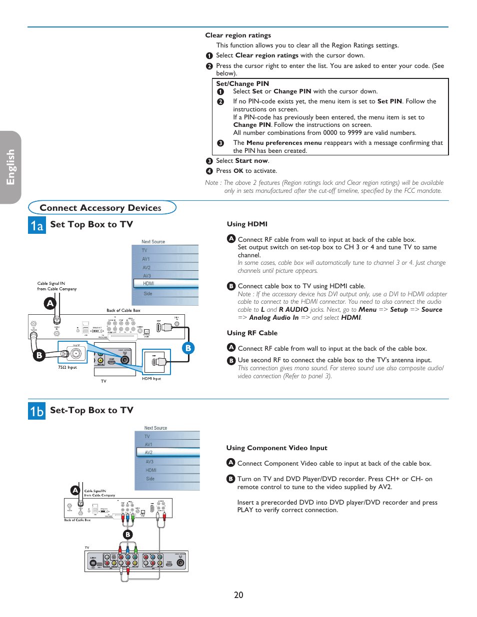 English française español, 0 connect accessory device s, Set top box to tv | Set-top box to tv | Philips 42PF5421D-37 User Manual | Page 28 / 123