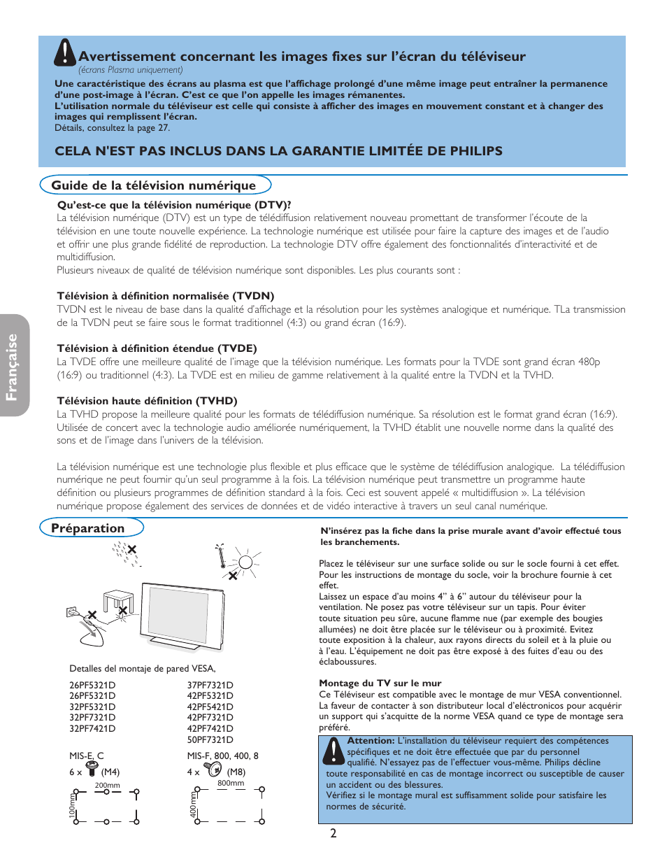 Française, Préparation, Guide de la télévision numérique | Philips 42PF5421D-37 User Manual | Page 48 / 123