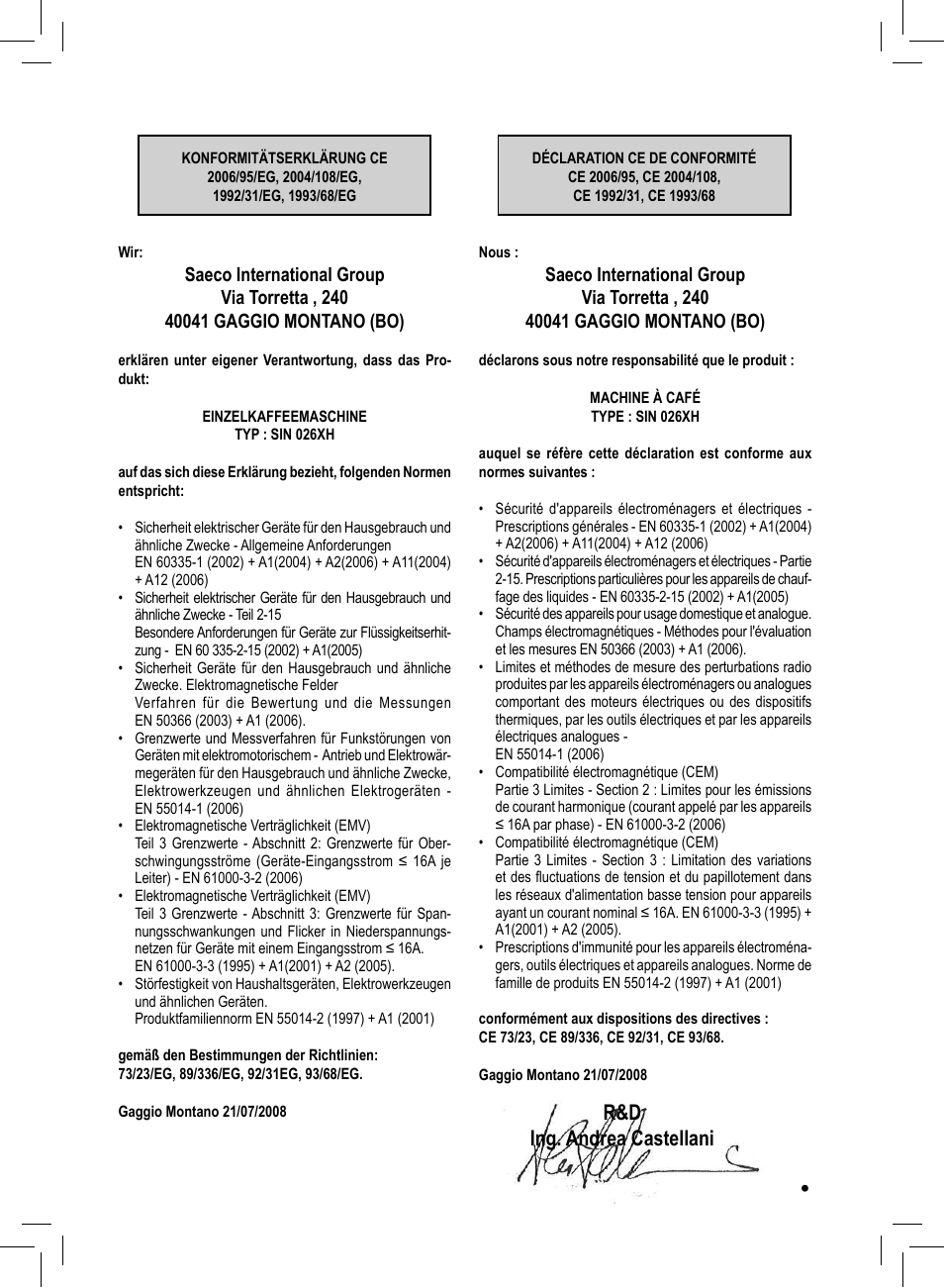 R&d ing. andrea castellani | Philips 10001541 User Manual | Page 71 / 76