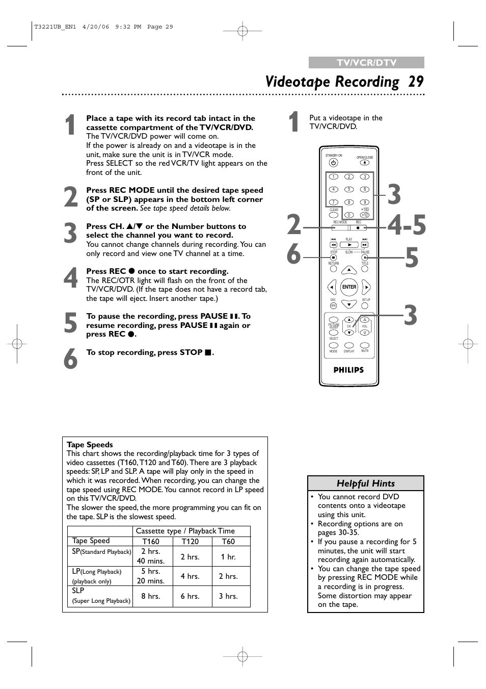 Videotape recording 29 | Philips 27PC4326-37 User Manual | Page 29 / 92