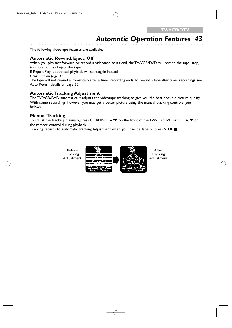 Automatic operation features 43 | Philips 27PC4326-37 User Manual | Page 43 / 92