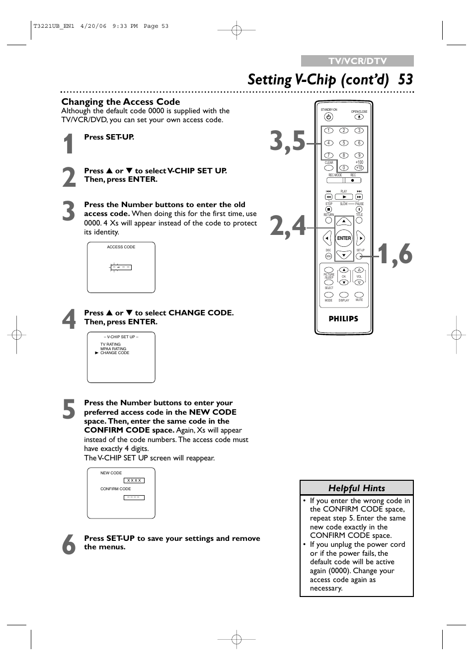 Setting v-chip (cont’d) 53 | Philips 27PC4326-37 User Manual | Page 53 / 92