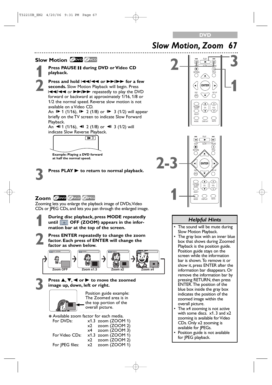 Slow motion, zoom 67 | Philips 27PC4326-37 User Manual | Page 67 / 92