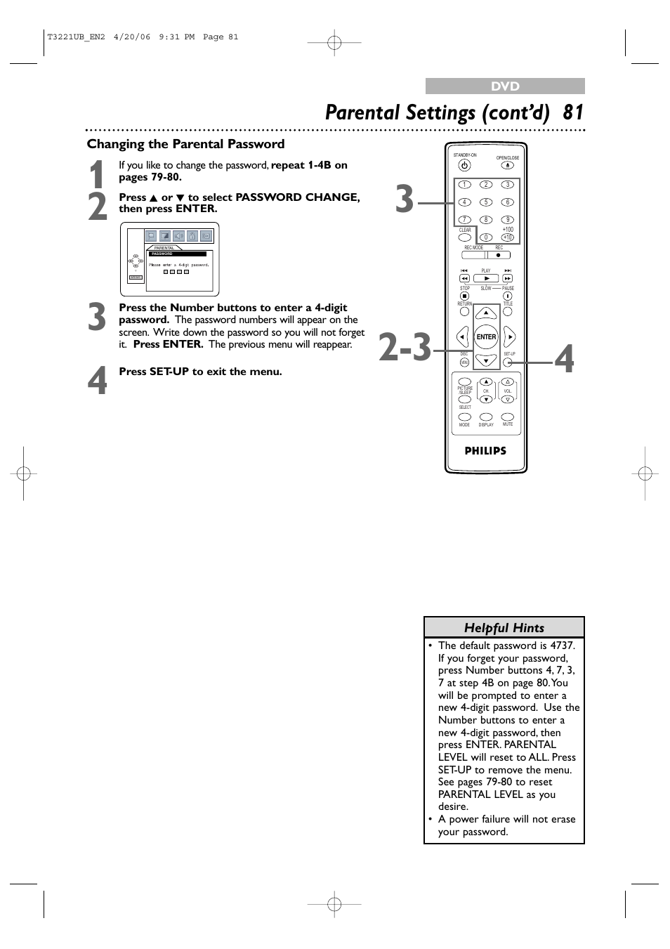 Parental settings (cont’d) 8 1 | Philips 27PC4326-37 User Manual | Page 81 / 92