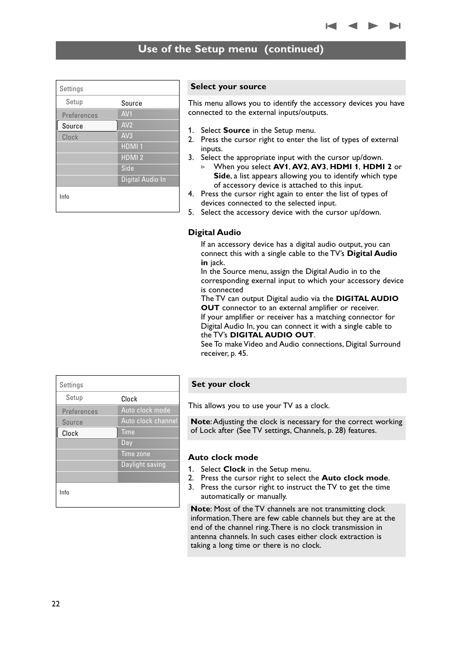 Use of the setup menu (continued) | Philips 50PF9431D-37B User Manual | Page 24 / 60