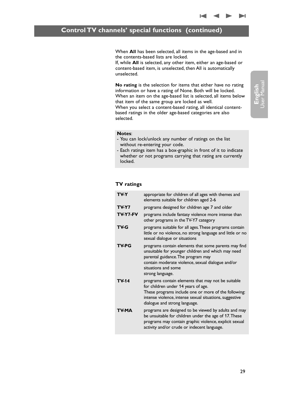 Control tv channels’ special functions (continued), English | Philips 50PF9431D-37B User Manual | Page 31 / 60