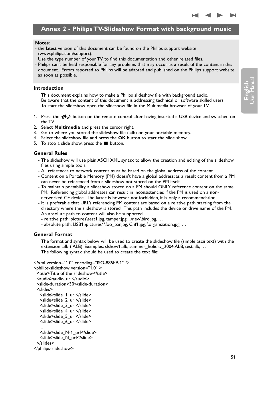 Annex 2 - philips tv-slideshow format, With background music, English | Philips 50PF9431D-37B User Manual | Page 53 / 60