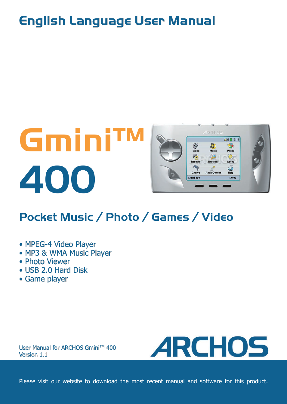 ARCHOS 400 User Manual | 68 pages