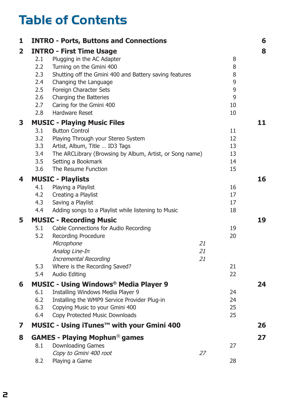 ARCHOS 400 User Manual | Page 2 / 68