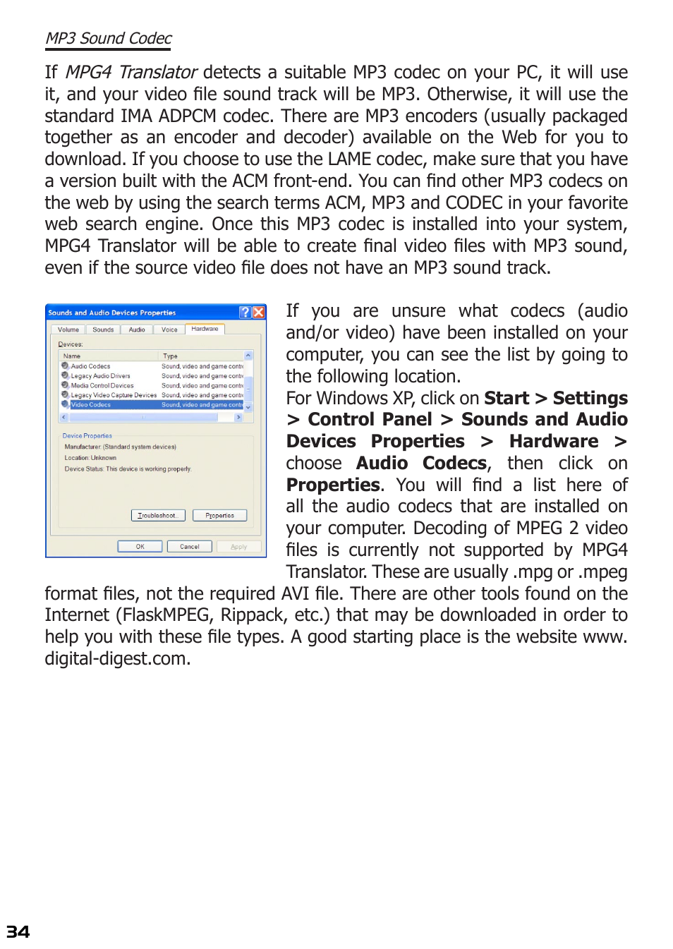 Mp3 sound codec | ARCHOS 400 User Manual | Page 34 / 68