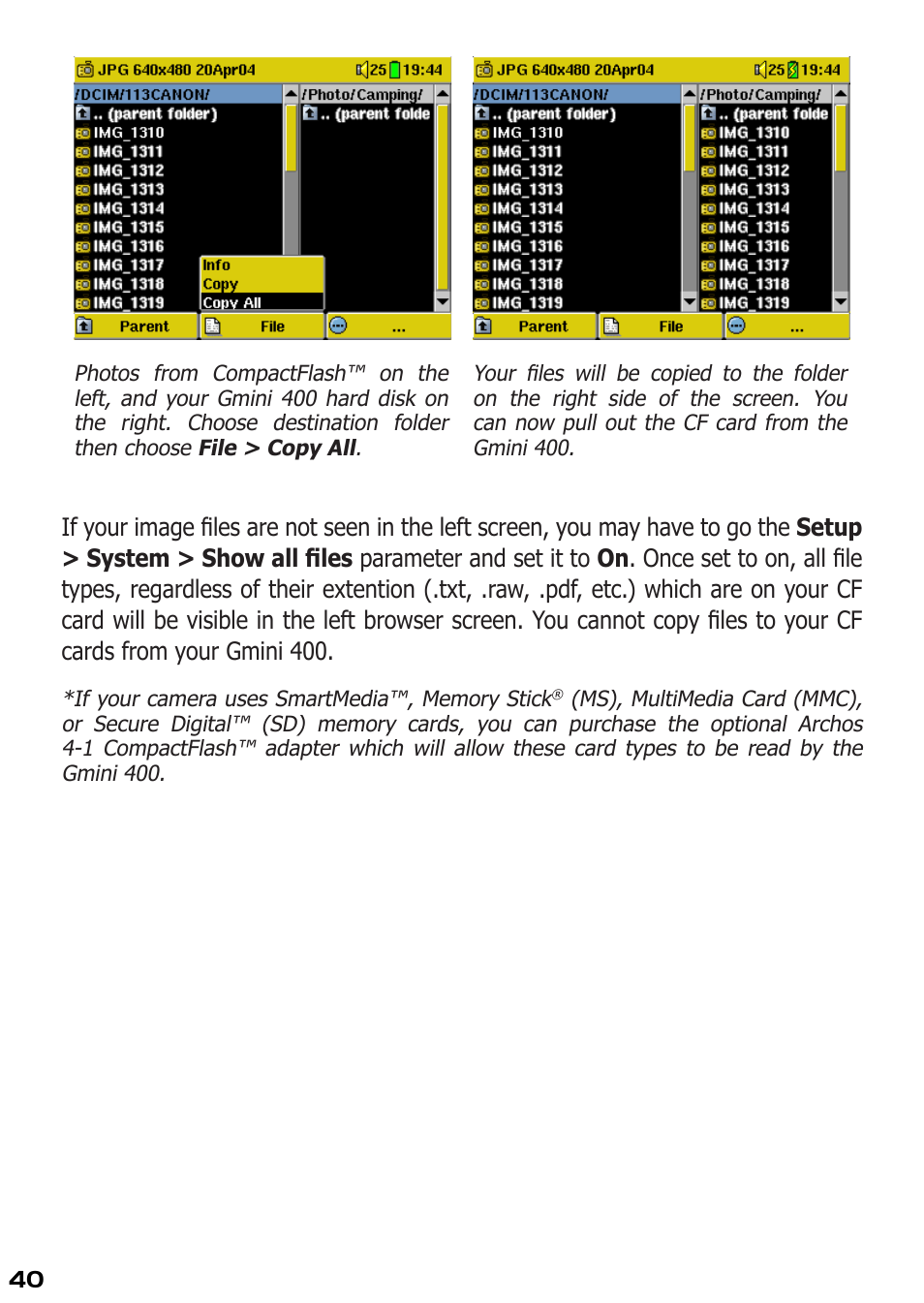 ARCHOS 400 User Manual | Page 40 / 68