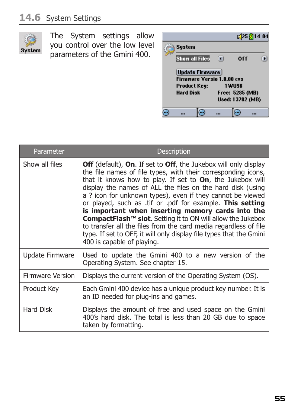 6 system settings | ARCHOS 400 User Manual | Page 55 / 68