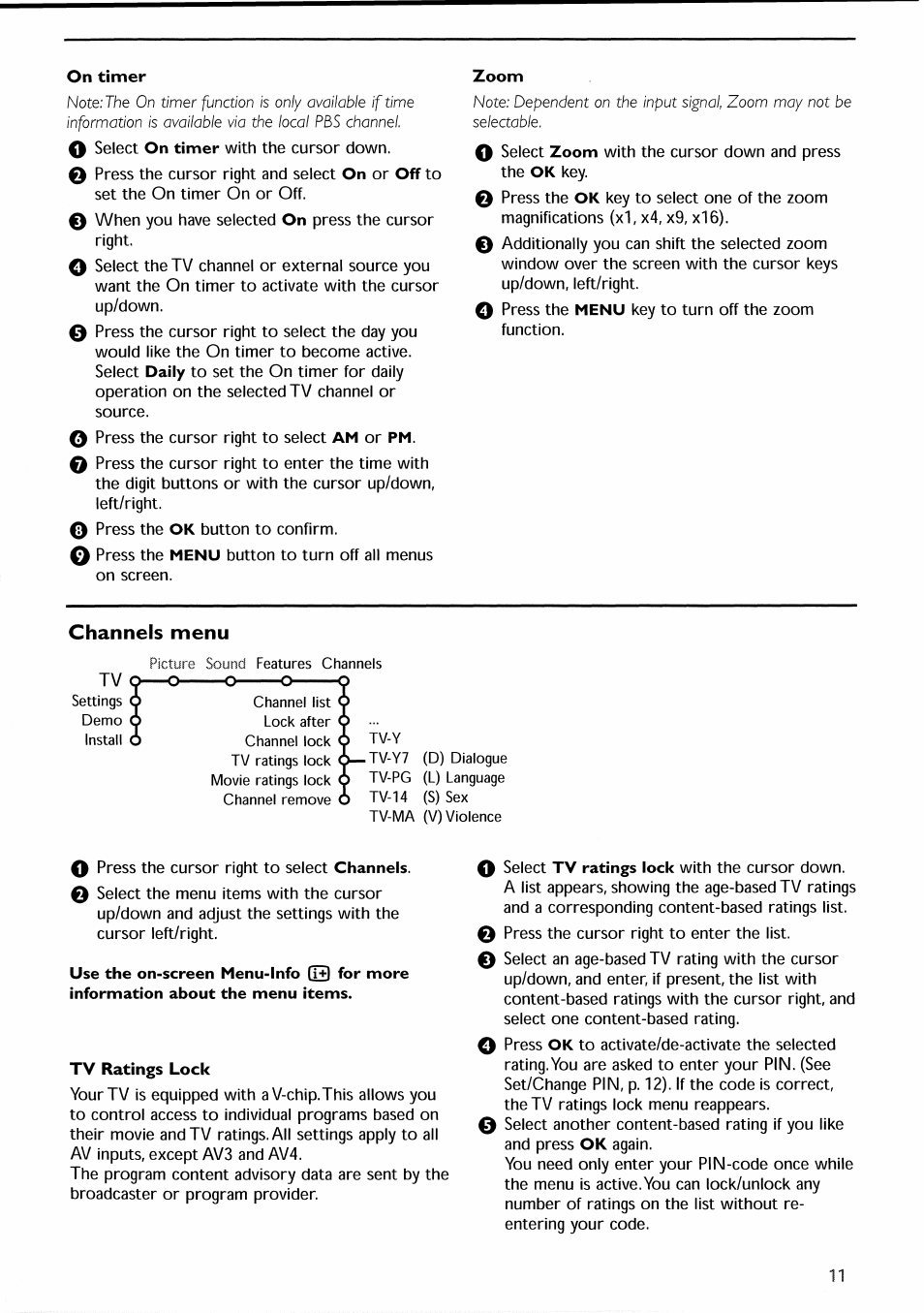 Channels menu, Channels menu -13 | Philips 30PF9946-37 User Manual | Page 14 / 90