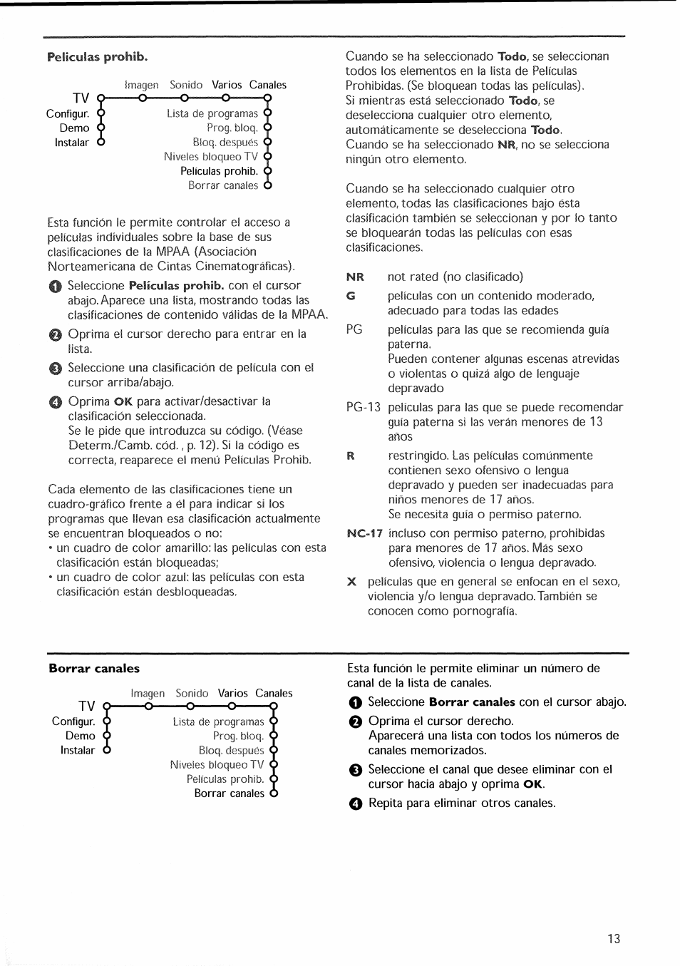 Borrar canales | Philips 30PF9946-37 User Manual | Page 72 / 90