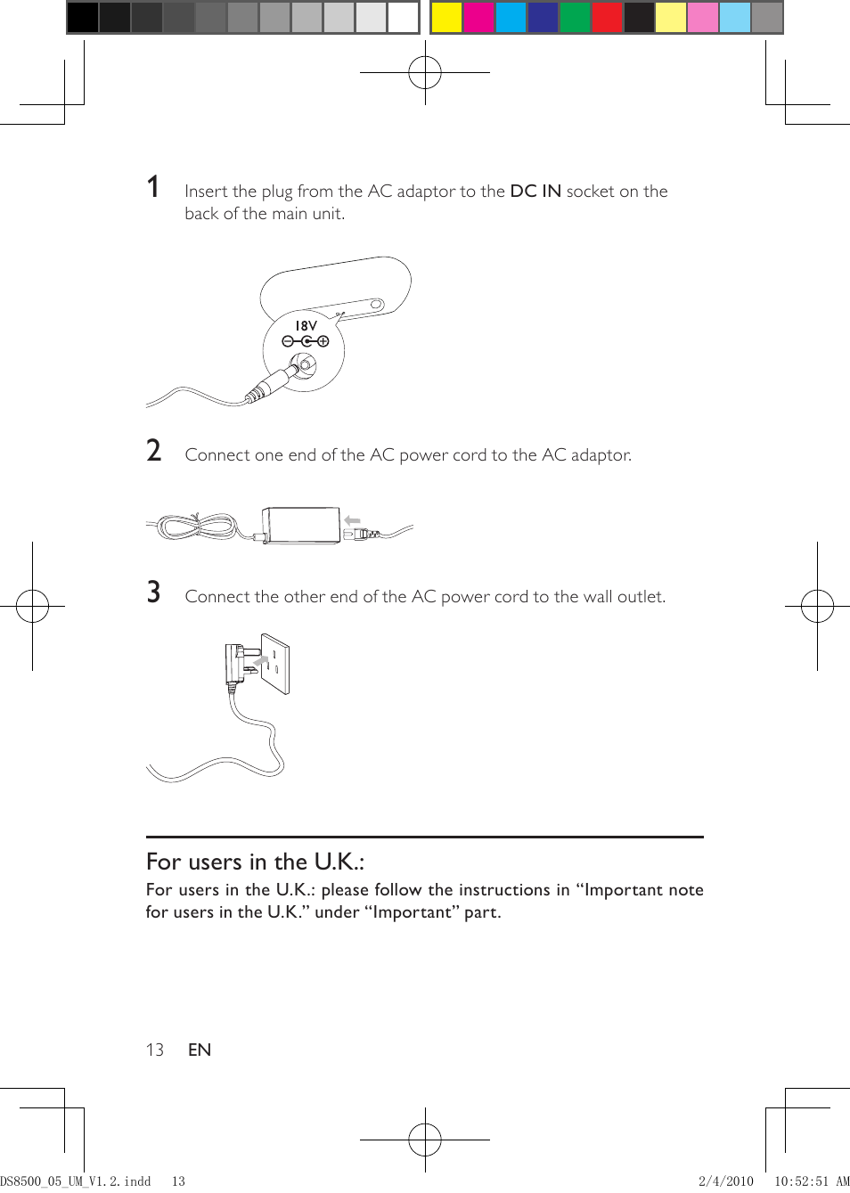 For users in the u.k | Philips DS8500-05 User Manual | Page 13 / 20